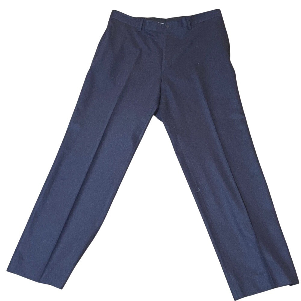 VTG‎ Hugo Boss Men Virgin Wool Dress Pants Sz 40R Trousers Blue USA Flat front
